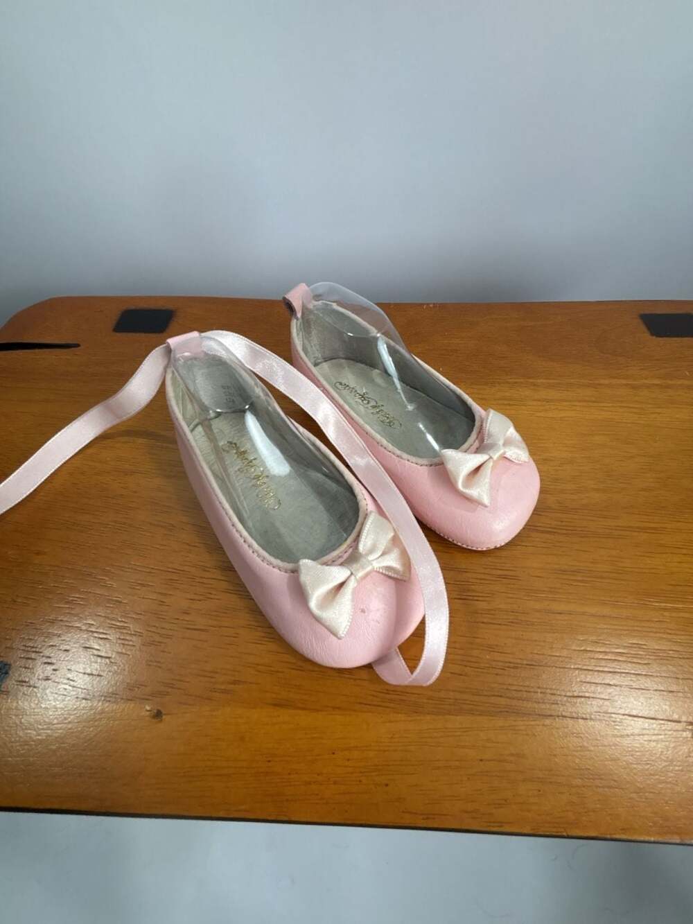 Vintage Baby Capezio Pink Ballerina Slippers with Bow and Ribbon Ties
